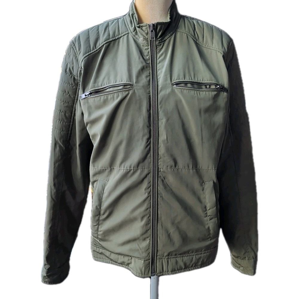 Solid Denmark Jacket Men's Size M Green Utility Hiking Pockets Zip Long Sleeve